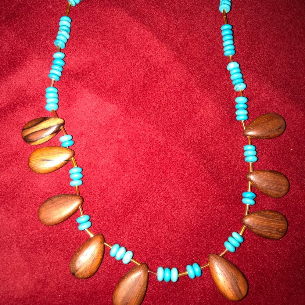 hand designed by Nyad Wooden teardrop Necklace